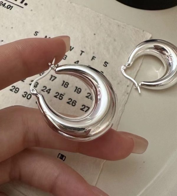 Wholesale 925 Sterling Silver Glossy Hoop Earrings - Image 2