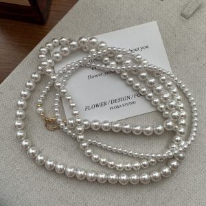 Wholesale 925 Sterling Silver Pearl Sweater Long Necklace