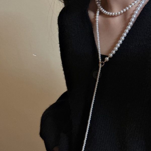 Wholesale 925 Sterling Silver Pearl Sweater Long Necklace - Image 5