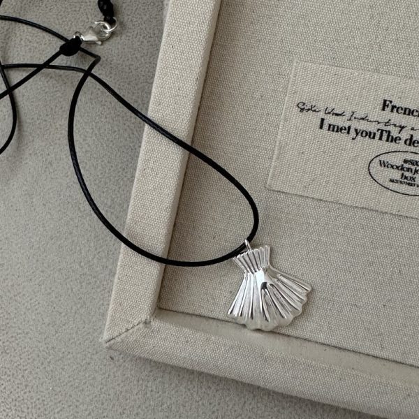 Wholesale 925 Sterling Silver Black Cord Shell Necklace - Image 2