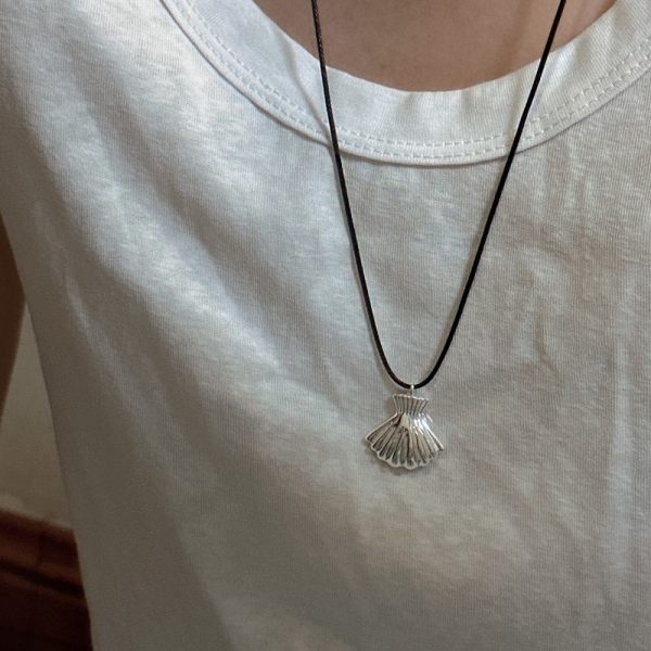 Wholesale 925 Sterling Silver Black Cord Shell Necklace - Image 4