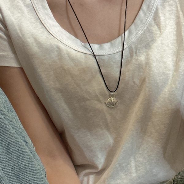 Wholesale 925 Sterling Silver Black Cord Shell Necklace - Image 5
