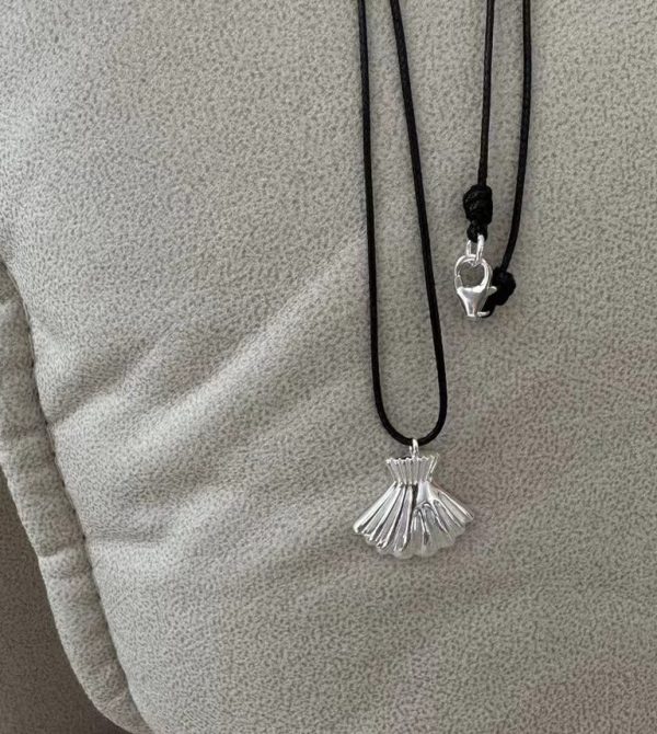 Wholesale 925 Sterling Silver Black Cord Shell Necklace - Image 3