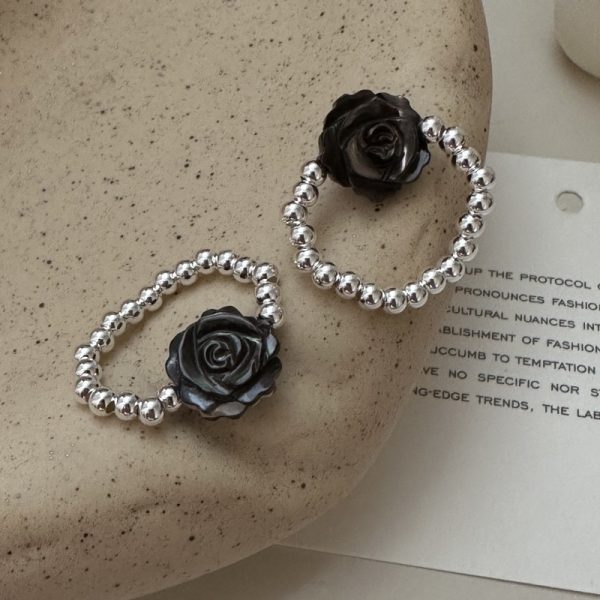 Wholesale 925 Sterling Silver Shell Rose Adjustable Ring - Image 2