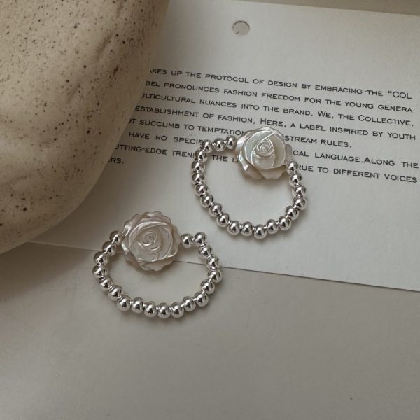 Wholesale 925 Sterling Silver Shell Rose Adjustable Ring - Image 3