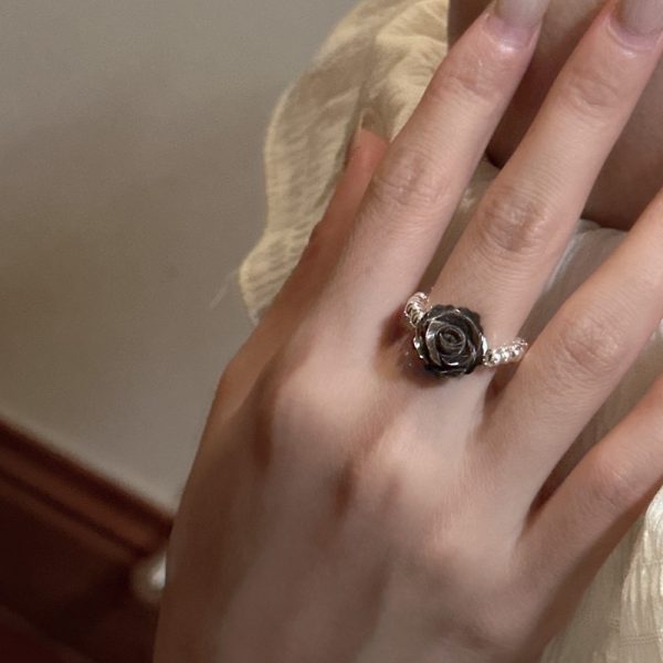Wholesale 925 Sterling Silver Shell Rose Adjustable Ring - Image 5