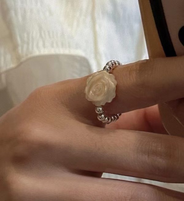 Wholesale 925 Sterling Silver Shell Rose Adjustable Ring - Image 6