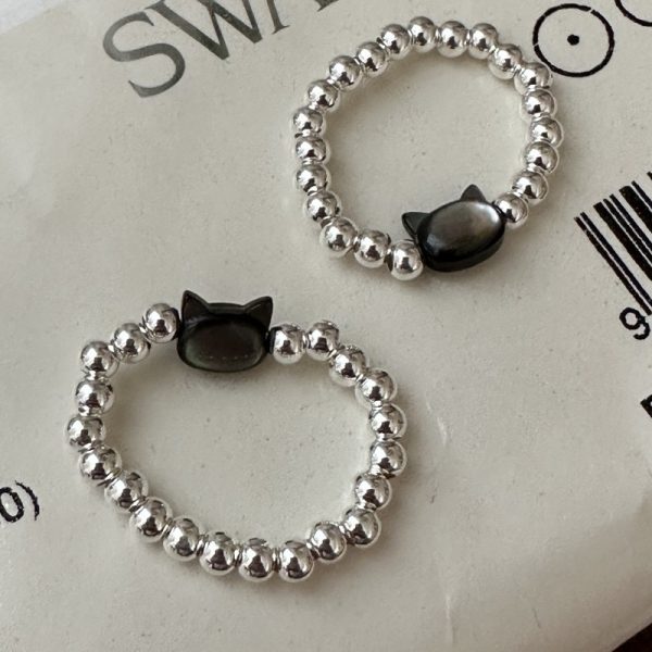 Wholesale 925 Sterling Silver Shell Kitty Adjustable Ring - Image 2