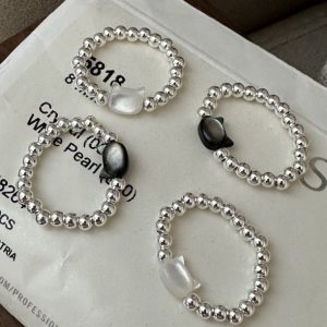 Wholesale 925 Sterling Silver Shell Kitty Adjustable Ring