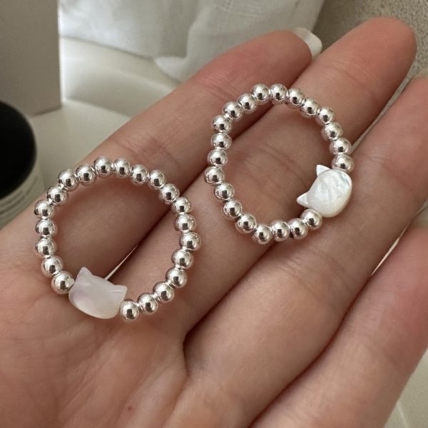 Wholesale 925 Sterling Silver Shell Kitty Adjustable Ring - Image 3