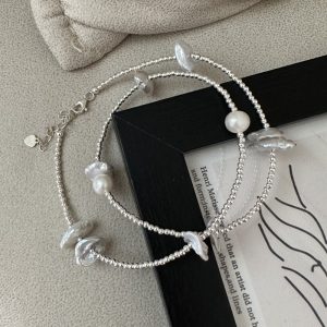 Wholesale 925 Sterling Silver Shell Petal Pearl Necklace