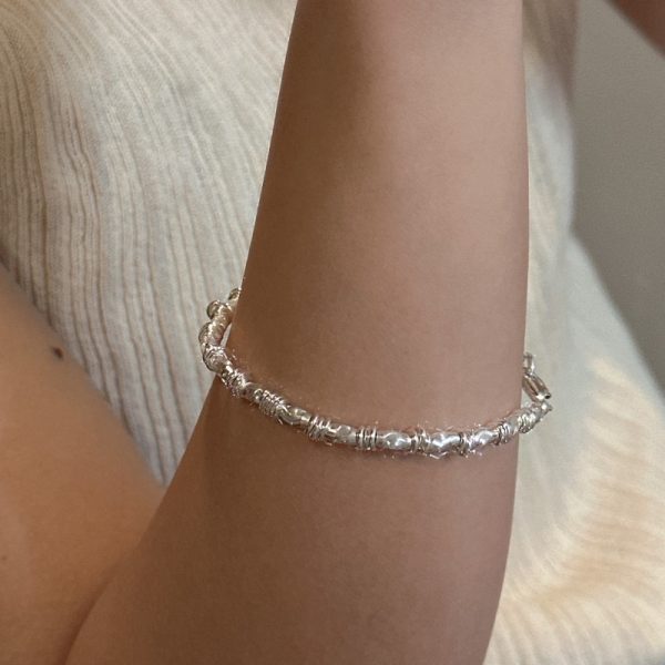 Wholesale 925 Sterling Silver Glitter Rice Bead Bracelet - Image 4