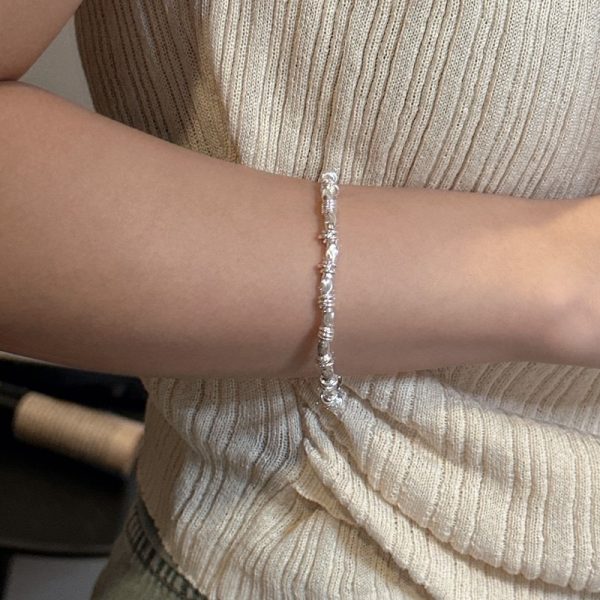 Wholesale 925 Sterling Silver Glitter Rice Bead Bracelet - Image 5