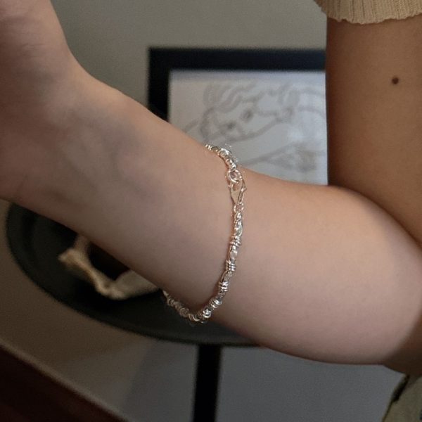Wholesale 925 Sterling Silver Rice Beads Glitter Bracelet - Image 6