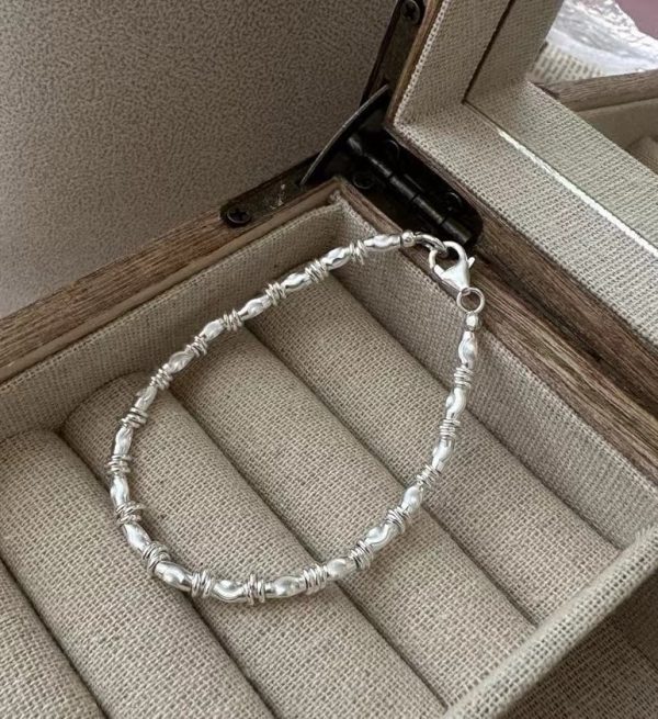 Wholesale 925 Sterling Silver Glitter Rice Bead Bracelet - Image 3