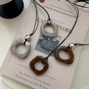 Wholesale 925 Sterling Silver Geometric Natural Stone Necklace