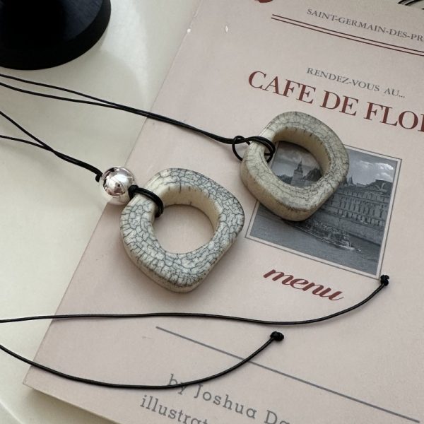Wholesale 925 Sterling Silver Geometric Natural Stone Necklace - Image 2
