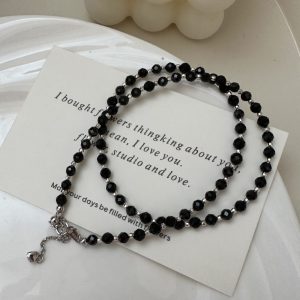 Wholesale 925 Sterling Silver Black Spinel Necklace