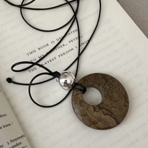 Wholesale 925 Sterling Silver Natural Stone Cord Necklace