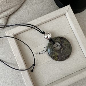 Wholesale 925 Sterling Silver Natural Stone Cord Necklace