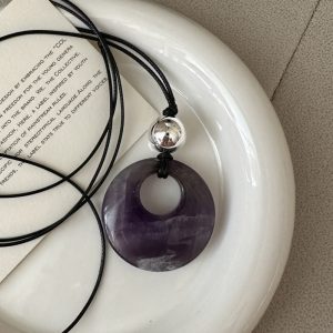 Wholesale 925 Sterling Silver Purple Natural Stone Necklace