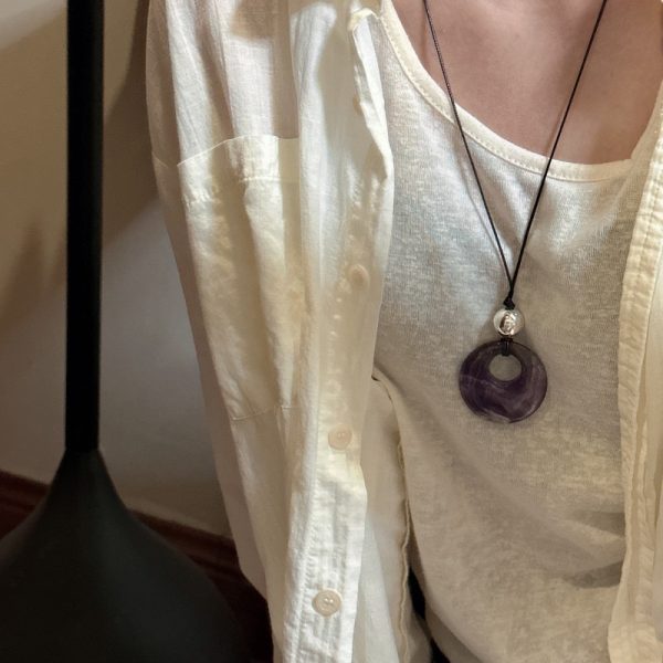 Wholesale 925 Sterling Silver Purple Natural Stone Necklace - Image 3