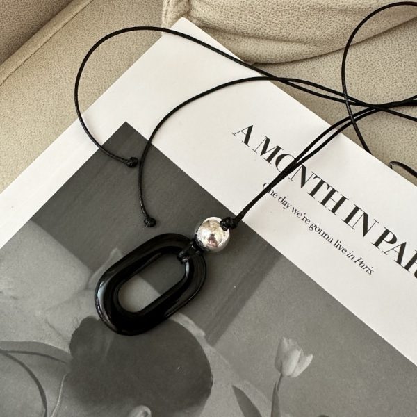 Wholesale 925 Sterling Silver Black Natural Stone Necklace - Image 2