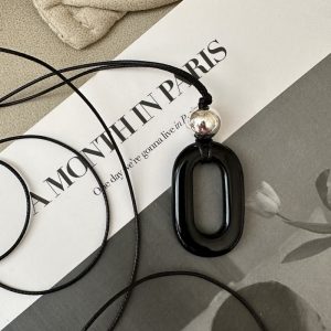 Wholesale 925 Sterling Silver Black Natural Stone Necklace
