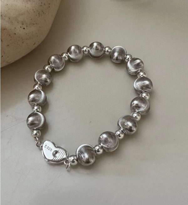 Wholesale 925 Sterling Silver White Gold Cat Eye Bead Bracelet