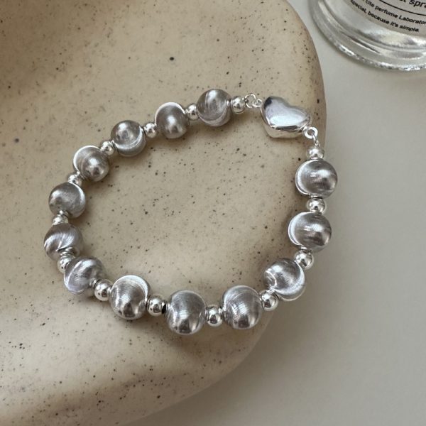 Wholesale 925 Sterling Silver White Gold Cat Eye Bead Bracelet - Image 3
