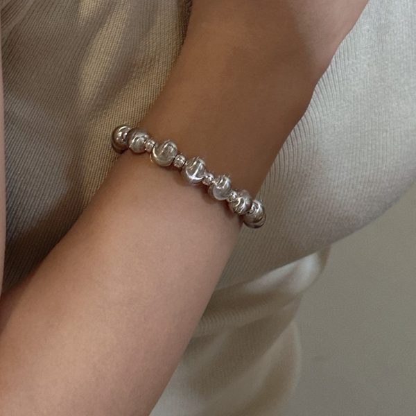 Wholesale 925 Sterling Silver White Gold Cat Eye Bead Bracelet - Image 4