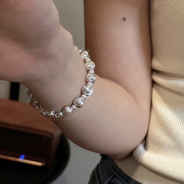 Wholesale 925 Sterling Silver White Gold Cat Eye Bead Bracelet - Image 5