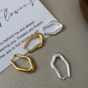 Wholesale 925 Sterling Silver Matte Irregular Earrings In Gold & In Silver
