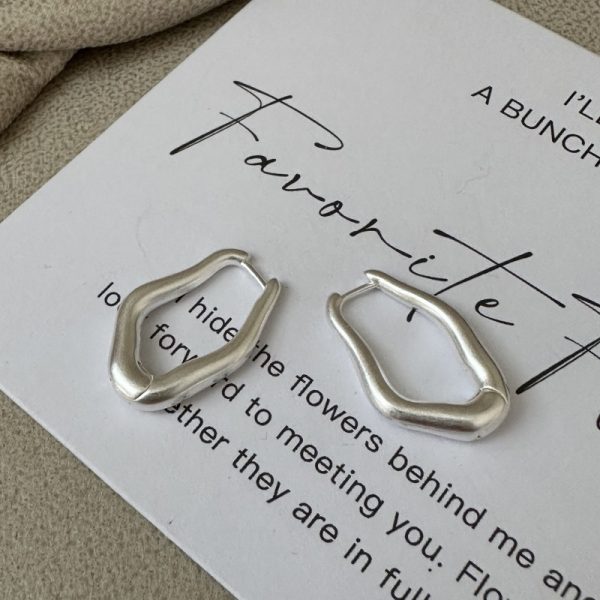 Wholesale 925 Sterling Silver Matte Irregular Earrings - Image 2
