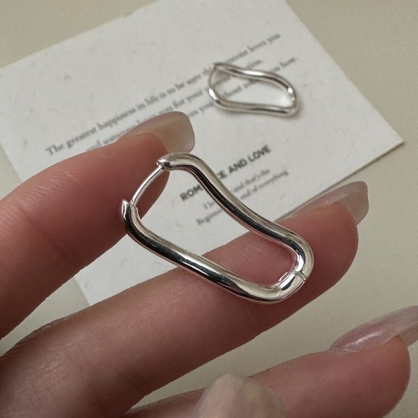 Wholesale 925 Sterling Silver Glossy Irregular Earrings - Image 3