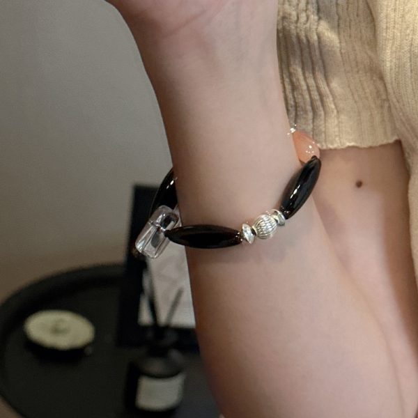 Wholesale 925 Sterling Silver Natural Stone Black Agate Bracelet - Image 4