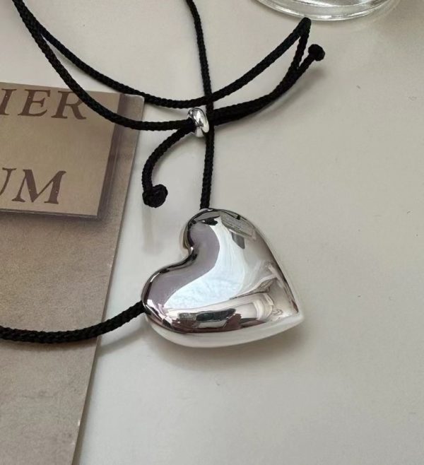 Wholesale 925 Sterling Silver Black Cord Heart Necklacle
