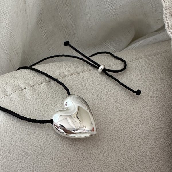 Wholesale 925 Sterling Silver Black Cord Heart Necklacle - Image 3