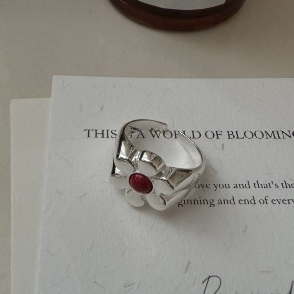 Wholesale 925 Sterling Silver Natural Stone Flower Ring - Image 2