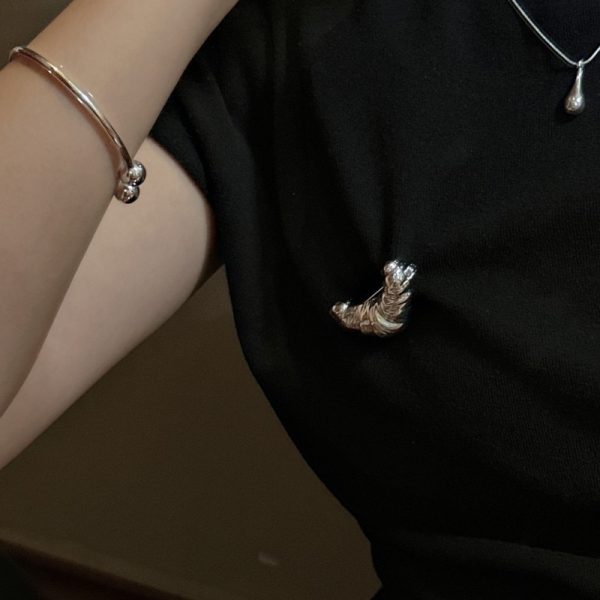 Wholesale 925 Sterling Silver Silver Croissant Brooch - Image 2
