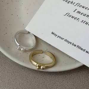 Wholesale 925 Sterling Silver Matte Bead Ring In Gold & In Silver