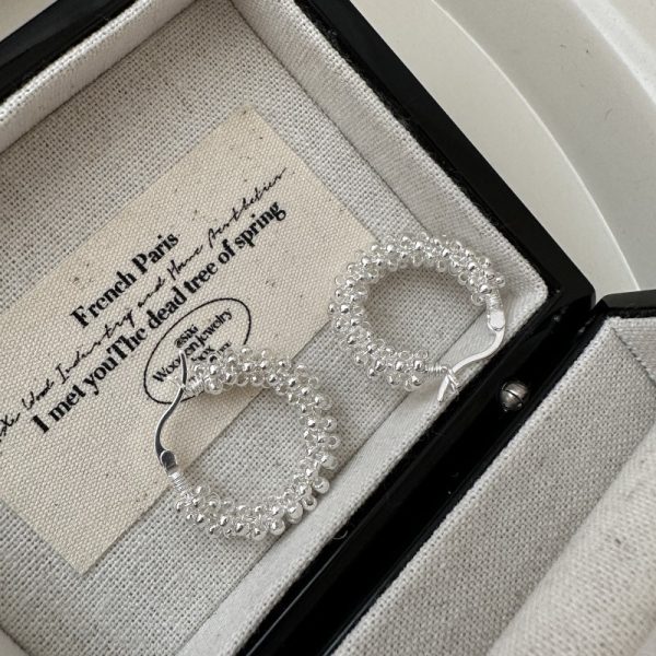 Wholesale 925 Sterling Silver Bead Hoop Earrings