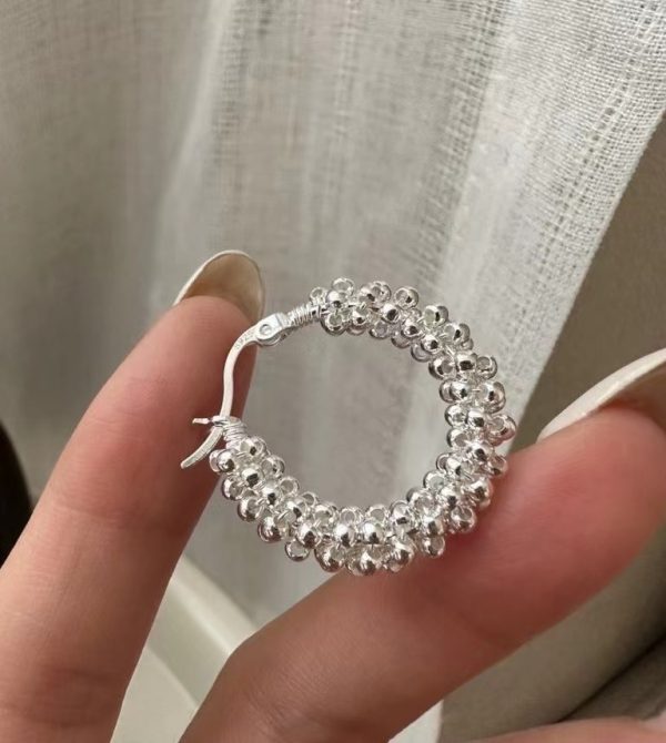 Wholesale 925 Sterling Silver Bead Hoop Earrings - Image 3