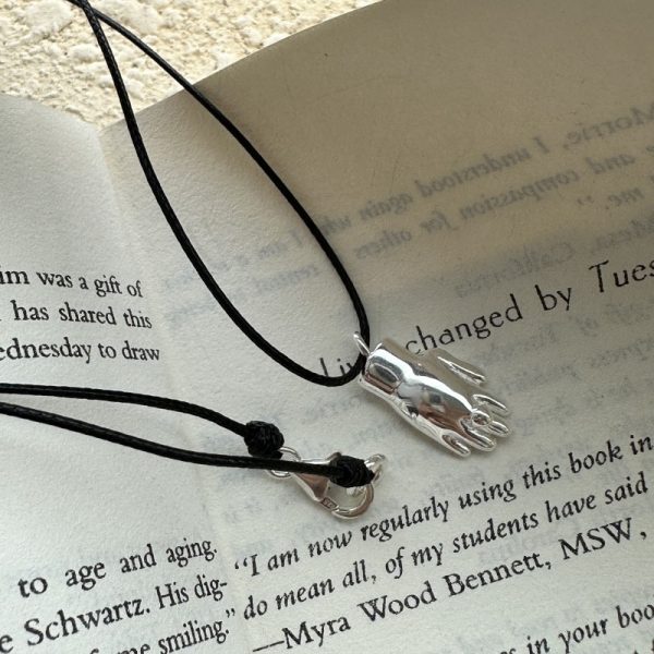 Wholesale 925 Sterling Silver Black Cord Hand Necklace - Image 2
