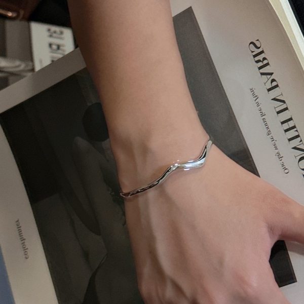 Wholesale 925 Sterling Silver Irregular Bangle - Image 4