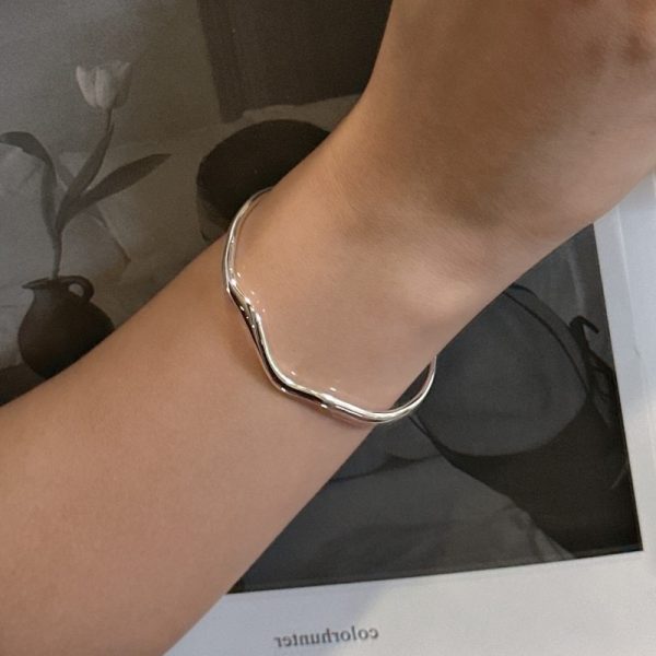 Wholesale 925 Sterling Silver Irregular Bangle - Image 6