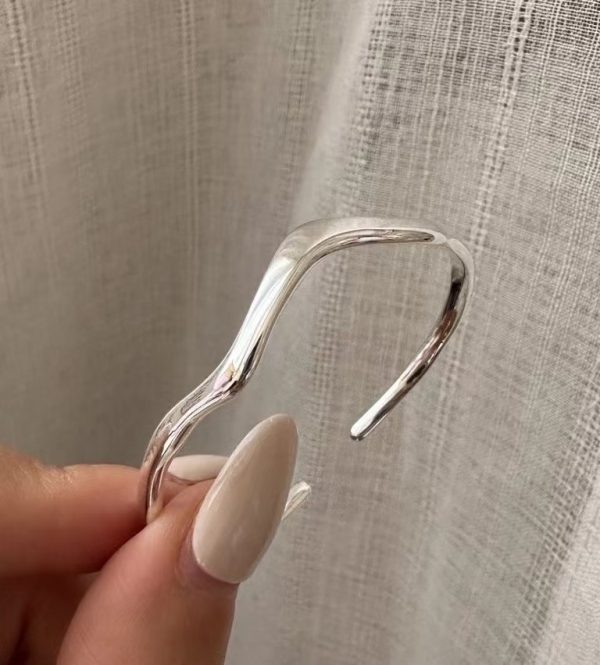 Wholesale 925 Sterling Silver Irregular Bangle - Image 3