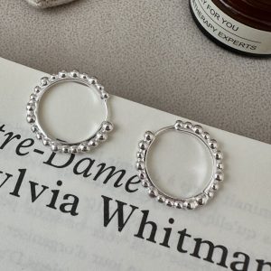 Wholesale 925 Sterling Silver Bead Hoop Earrings