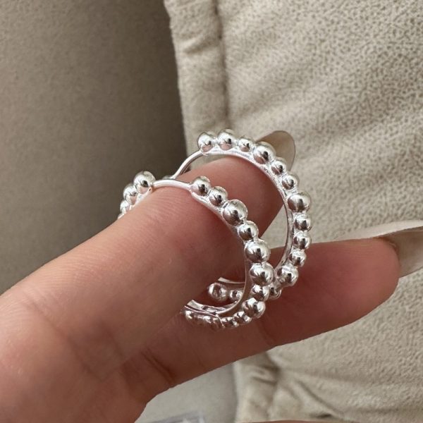 Wholesale 925 Sterling Silver Bead Hoop Earrings - Image 2