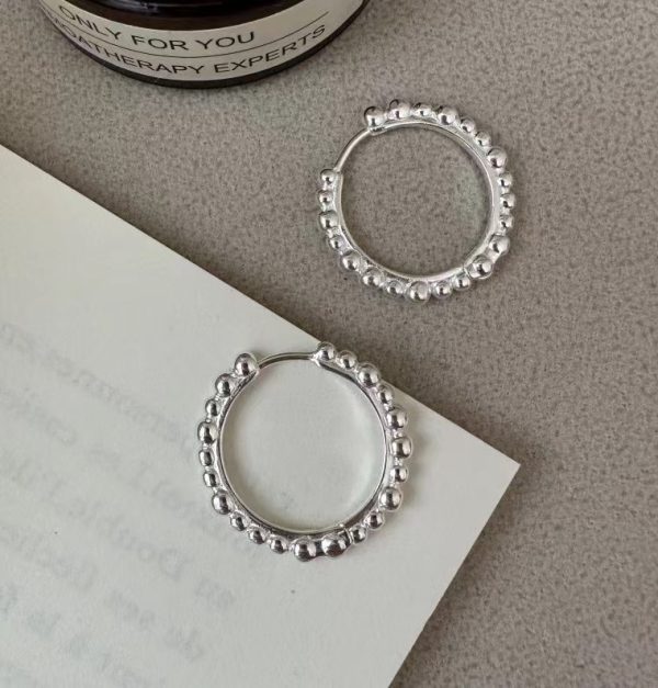 Wholesale 925 Sterling Silver Bead Hoop Earrings - Image 3